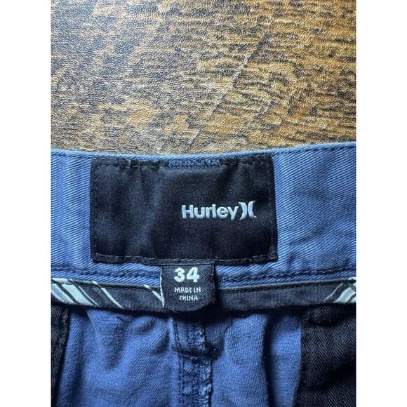 Hurley Blue Shorts Size 34 Flat Front Chino Designed For Buckle Mens Bottoms - Picture 3 of 5